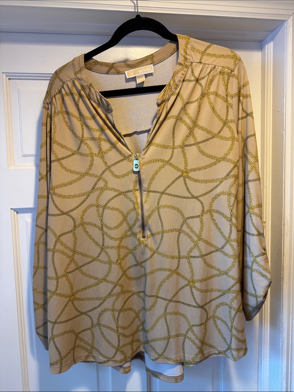 Michael Kors Beige Chain-Print Blouse